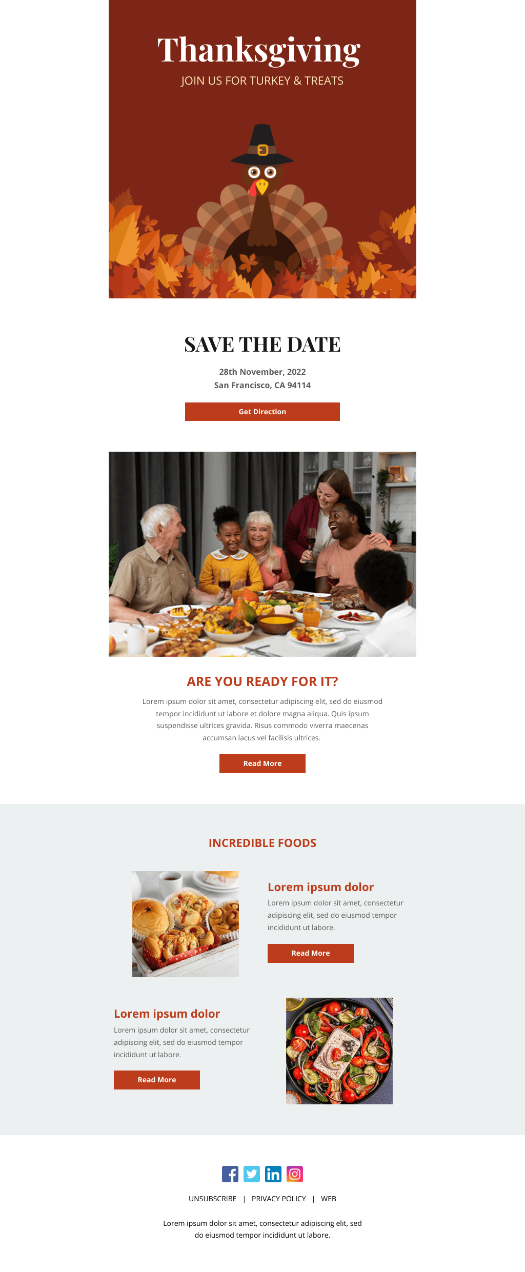 Laravel Mail Template - Thanksgiving Dinner Invitation