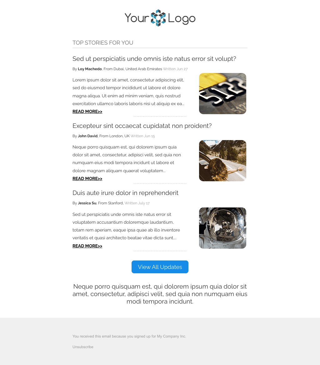 Laravel Mail Template - Top Stories