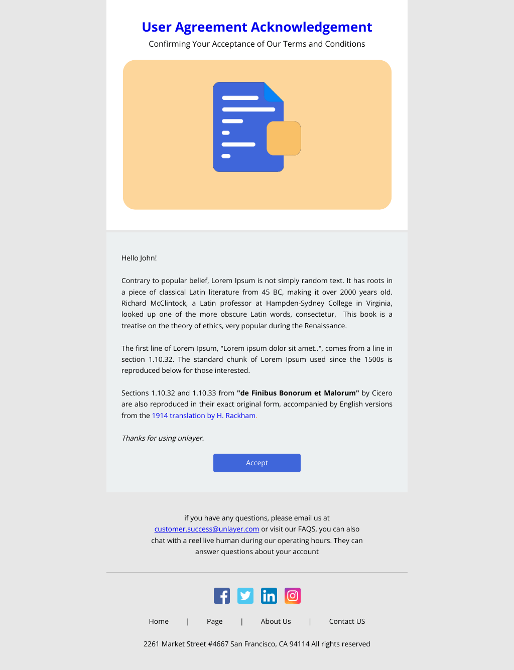 Laravel Mail Template - User Agreement