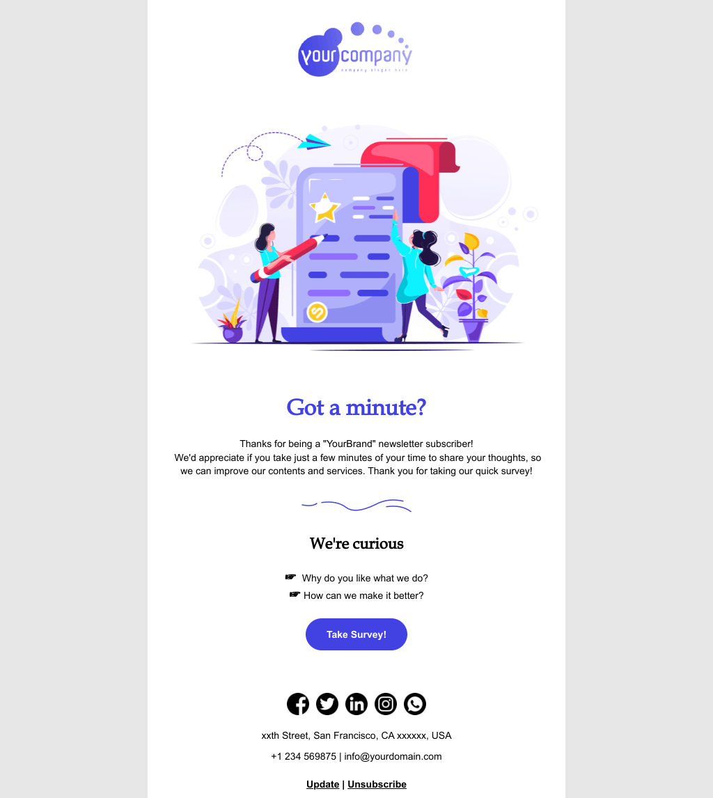 Laravel Mail Template - User Quick Survey