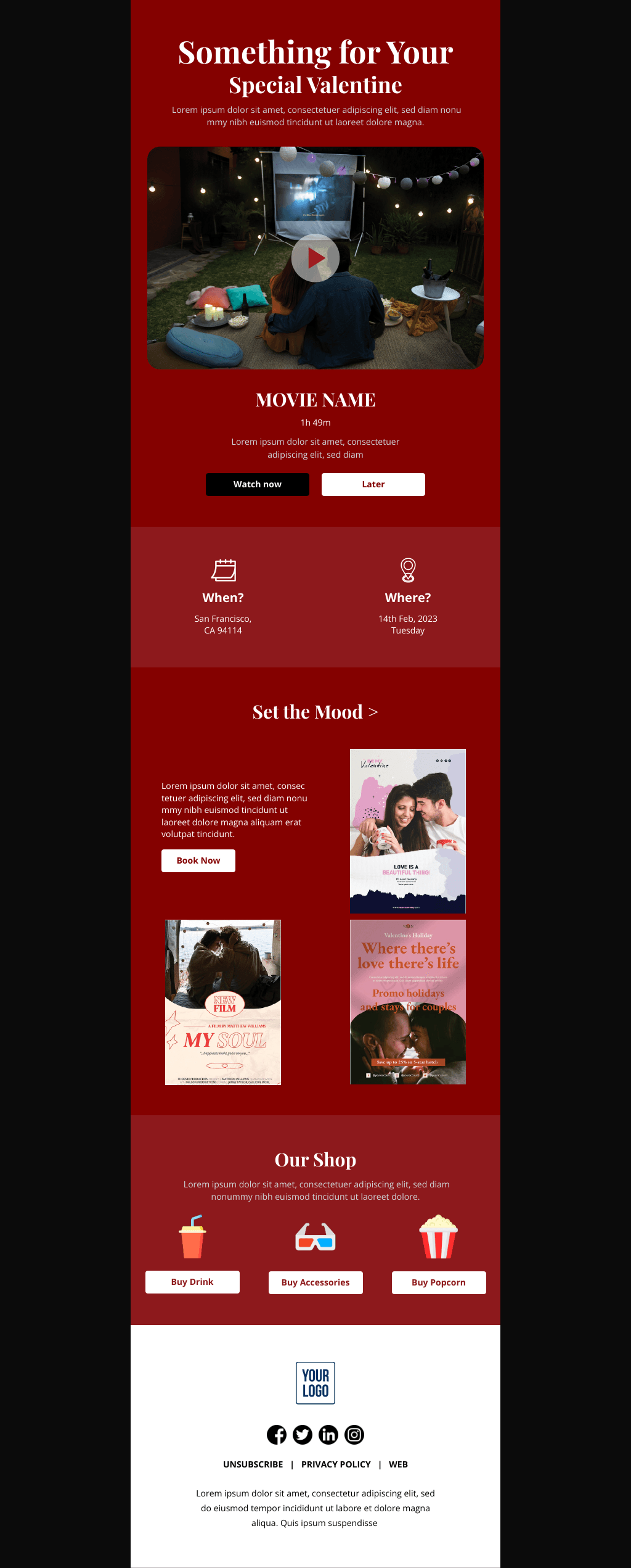 Laravel Mail Template - Valentine’s Movie Night