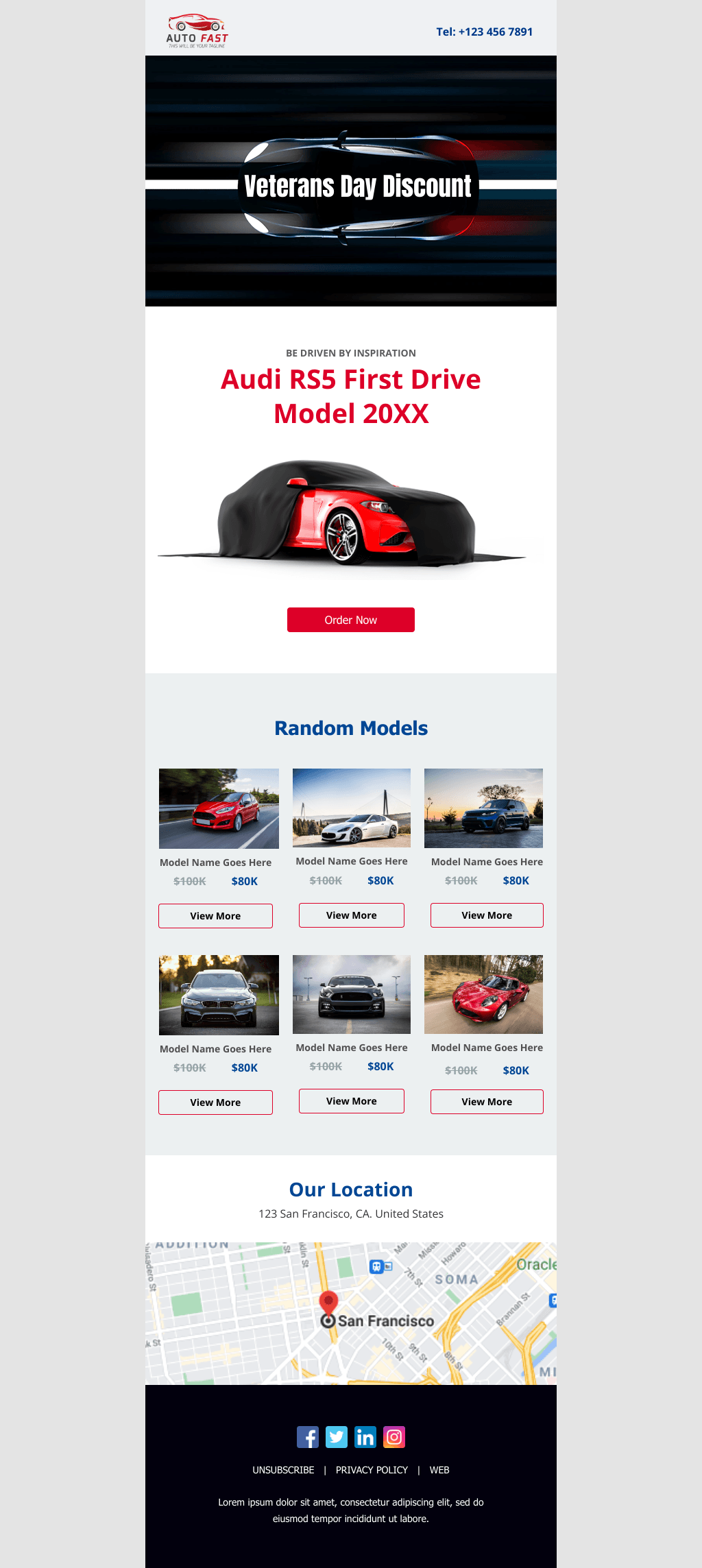 Laravel Mail Template - Veterans Day Discount For Automotive
