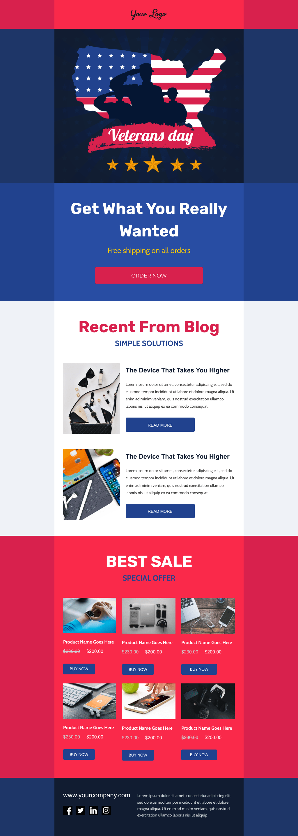 Laravel Mail Template - Veterans Day Gadgets Sale