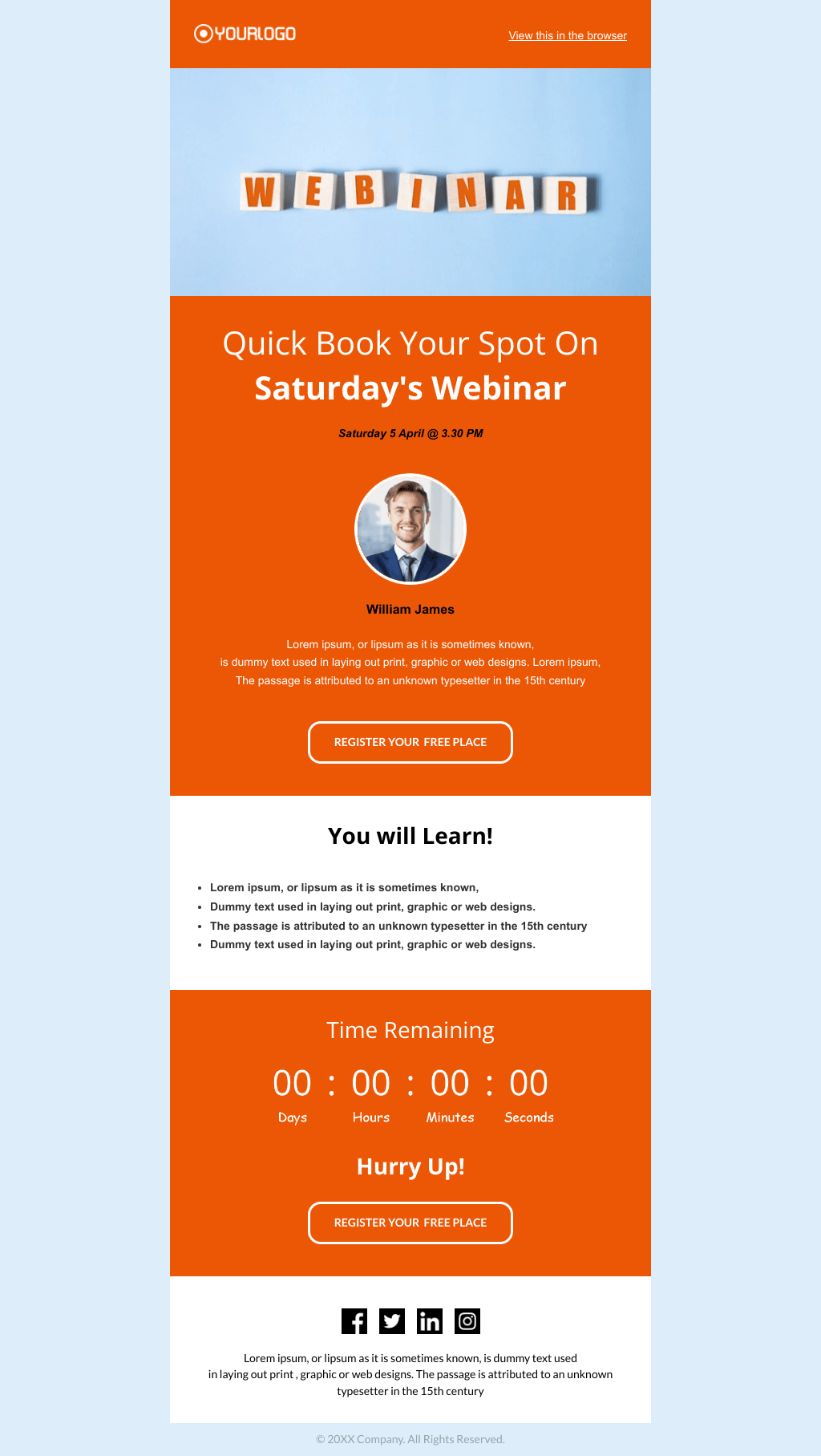 Laravel Mail Template - Webinar Reminder 
