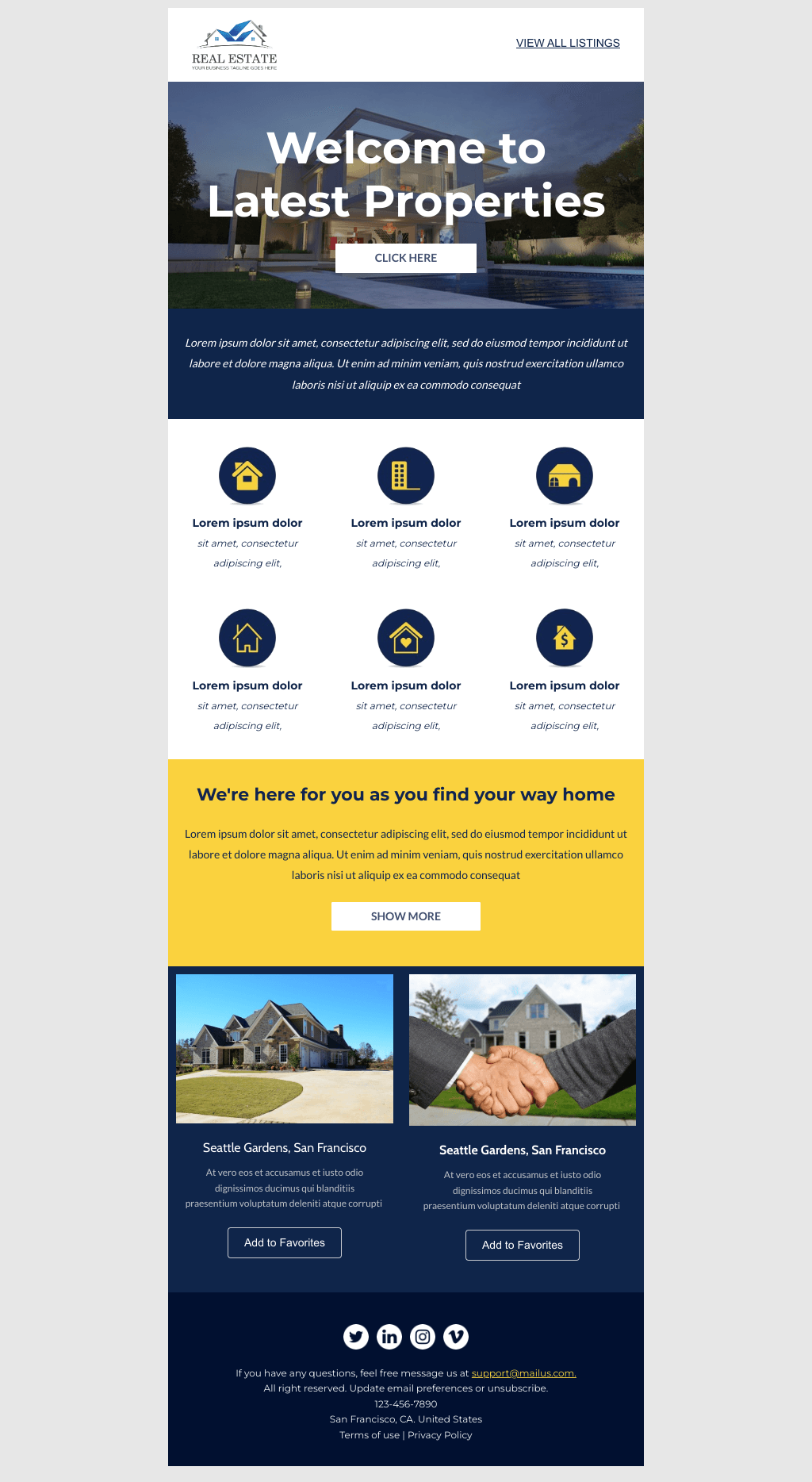 Laravel Mail Template - Welcome Email for Real Estate Agents