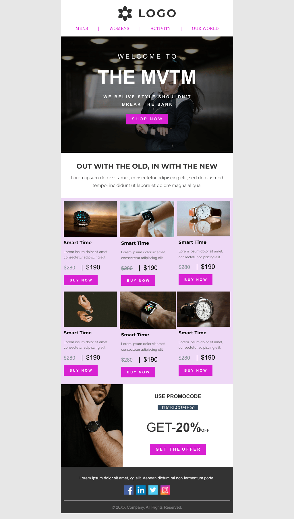 Laravel Mail Template - Welcome Email for Watch Store