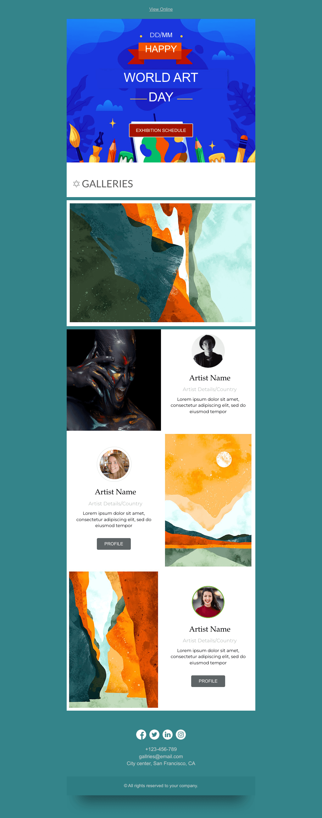 Laravel Mail Template - World Art Day Art Exhibition Event