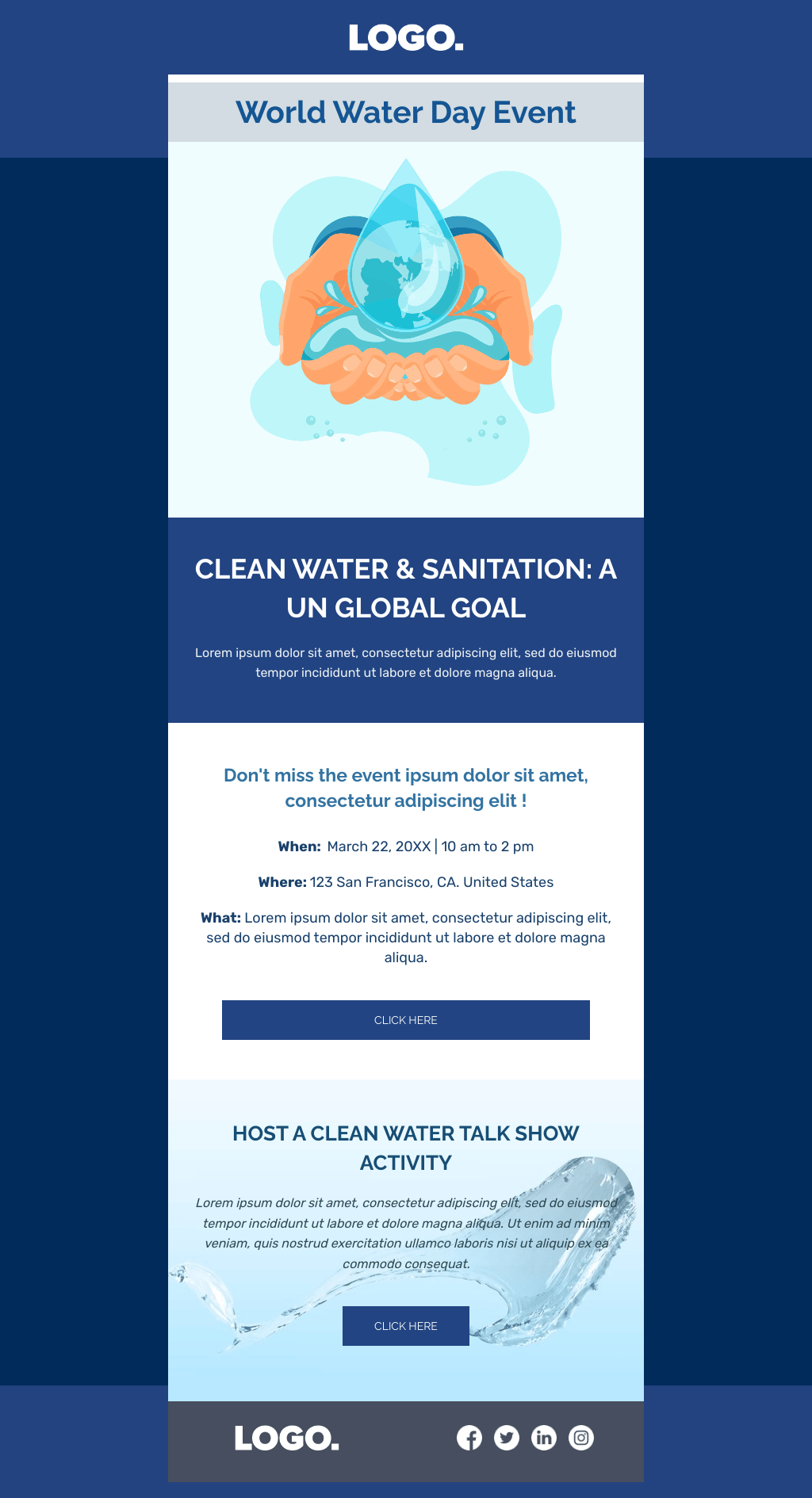 Laravel Mail Template - World Water Day Corporate Event Announcement